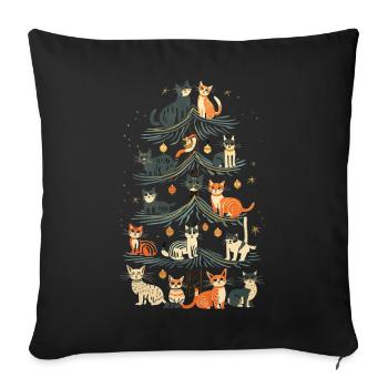 Katzen Tannenbaum Weihnachten Christbaum - Sofakissenbezug 45 x 45 cm - Schwarz - Vorne