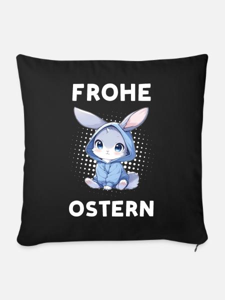 Frohe Ostern - Osterhase - Sofakissenbezug 45 x 45 cm - Schwarz