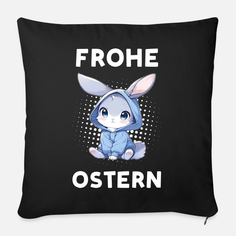 Frohe Ostern - Osterhase - Sofakissenbezug 45 x 45 cm - Schwarz