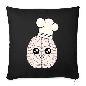 Cerveau chef chef chapeau cuisine intelligente art culinaire - Housse de coussin décorative 45 x 45 cm - noir - Devant