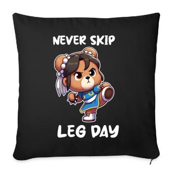 Journée amusante de routine pour les jambes - Housse de coussin décorative 45 x 45 cm - noir - Devant