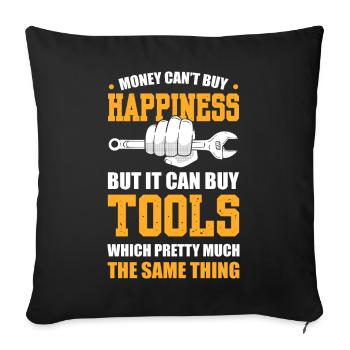 Money can't buy happiness, but you can't - Sofa pillowcase 17,3'' x 17,3'' (45 x 45 cm) - black - Front