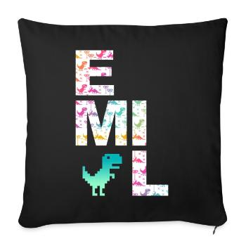 EMIL - Beautiful boy name with dinosaur - Sofa pillowcase 17,3'' x 17,3'' (45 x 45 cm) - black - Front