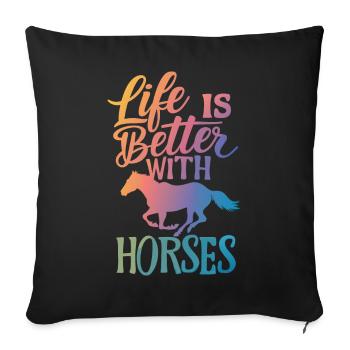 Horse Horse Riding Horse Riding Jumping - Sofa pillowcase 17,3'' x 17,3'' (45 x 45 cm) - black - Front