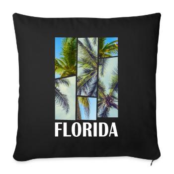 Florida USA Miami America Summer Palm Trees Beach - Sofa pillowcase 17,3'' x 17,3'' (45 x 45 cm) - black - Front