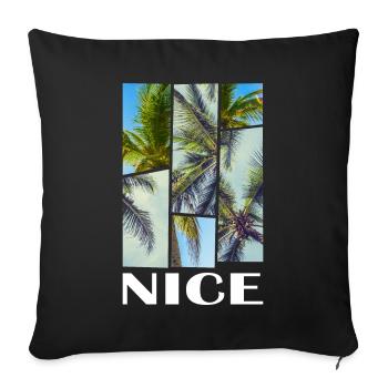 Nice Nice France Summer Palm Trees Beach Sea - Sofa pillowcase 17,3'' x 17,3'' (45 x 45 cm) - black - Front