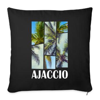 Ajaccio Corsica France Summer Palm Trees Beach - Sofa pillowcase 17,3'' x 17,3'' (45 x 45 cm) - black - Front