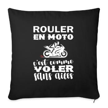 Homme Moto Motard Maillot motarde manche courte - Housse de coussin décorative 45 x 45 cm - noir - Devant