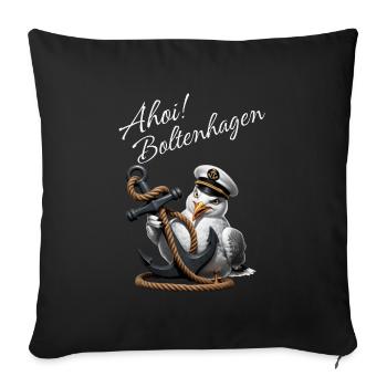 Ahoy Boltenhagen mouette drôle avec ancre - Housse de coussin décorative 45 x 45 cm - noir - Devant