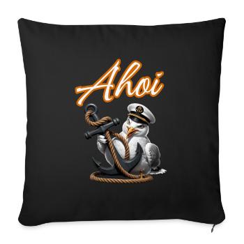 Ohé! Drôle de mouette avec ancre - Housse de coussin décorative 45 x 45 cm - noir - Devant