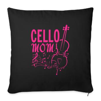 Violoncelle maman violoncelliste musicien musique mélodie amant cadeau - Housse de coussin décorative 45 x 45 cm - noir - Devant