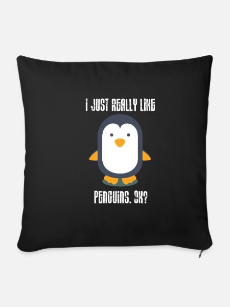 Süßes I Just Really Like Penguins Kinder Design - Sofakissenbezug 45 x 45 cm - Schwarz