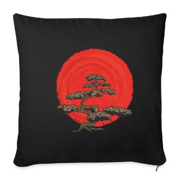 Bonsai Tree Enso Circle Buddhism Zen Design - Sofa pillowcase 17,3'' x 17,3'' (45 x 45 cm) - black - Front