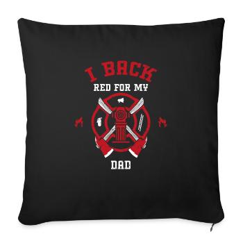 Je soutiens rouge pour mon père - Housse de coussin décorative 45 x 45 cm - noir - Devant