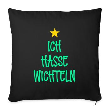 Ich Hasse Wichteln I Witziges Wichtelgeschenk - Sofakissenbezug 45 x 45 cm - Schwarz - Vorne