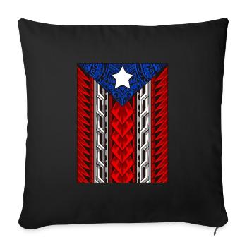 Puerto Rican Tribal Flag - Modern Boricua - Sofa pillowcase 17,3'' x 17,3'' (45 x 45 cm) - black - Front