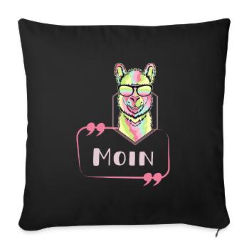 Alpaka Moin bunt neon cool psychedelic text - Sofakissenbezug 45 x 45 cm - Schwarz - Vorne