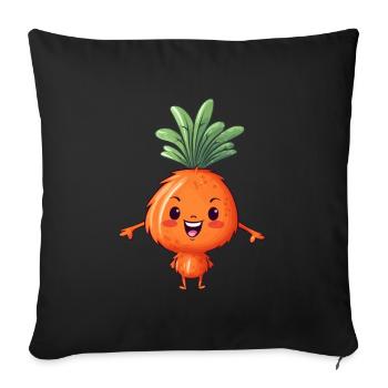 Kawaii Carrot Meets Alien: Space Vegetable - Sofa pillowcase 17,3'' x 17,3'' (45 x 45 cm) - black - Front