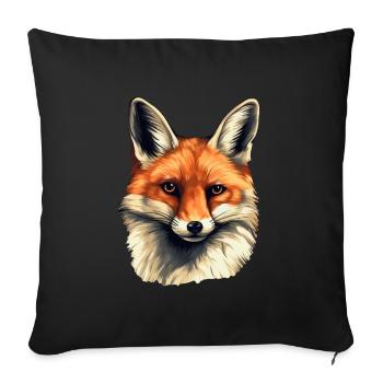 Portrait d’un mâle renard femelle - Housse de coussin décorative 45 x 45 cm - noir - Devant