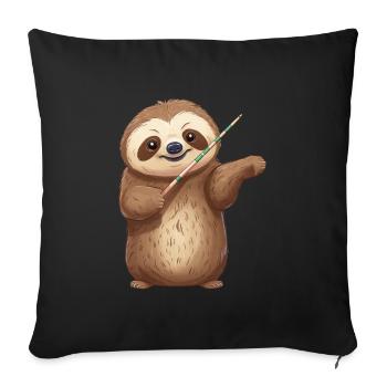 Sloth Conductor: Harmony in Slow Motion - Sofa pillowcase 17,3'' x 17,3'' (45 x 45 cm) - black - Front