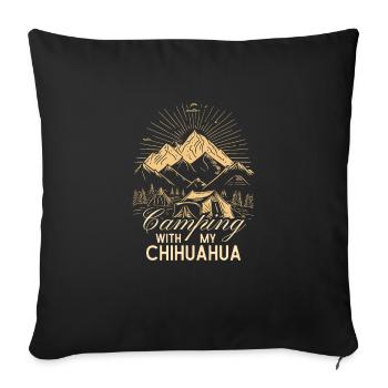 Chihuahua Camping Hiking Outdoor - Sofa pillowcase 17,3'' x 17,3'' (45 x 45 cm) - black - Front