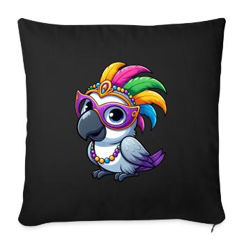 Colorful Mardi Gras Cockatoo - Sofa pillowcase 17,3'' x 17,3'' (45 x 45 cm) - black - Front