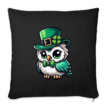 Conception mignonne bande dessinée Harfang des neiges de la Saint-Patrick - Housse de coussin décorative 45 x 45 cm - noir - Devant