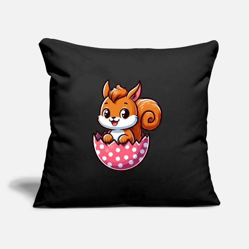 Süßes Eichhörnchen mit Osterei Comic Design Sofakissenbezug 45 x 45 cm