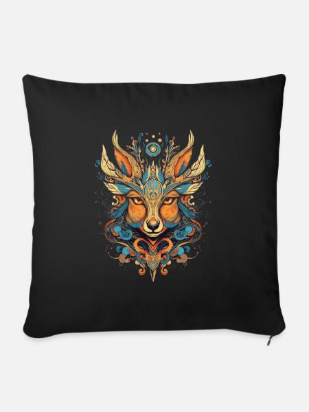 Boho Reh - Sofakissenbezug 45 x 45 cm - Schwarz