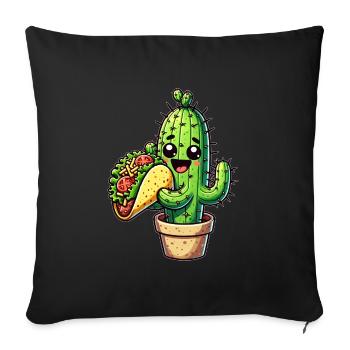 Kawaii Cactus Takko Fast Food Comic - Sofa pillowcase 17,3'' x 17,3'' (45 x 45 cm) - black - Front