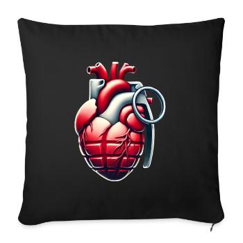 Explosive Herzgranate Design - Sofakissenbezug 45 x 45 cm - Schwarz - Vorne