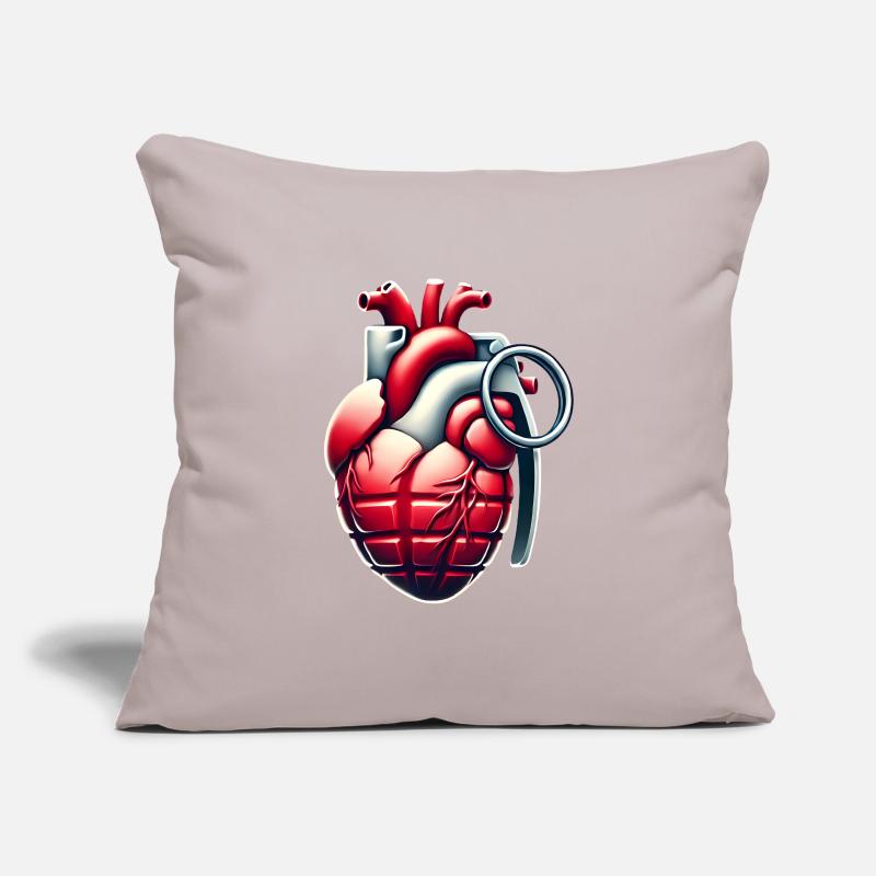 Conception de grenade à cœur explosif Housse de coussin décorative 45 x 45 cm