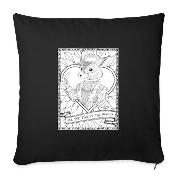 Magical Fantasy Rabbit & Timepiece Zitat - Sofakissenbezug 45 x 45 cm - Schwarz - Vorne