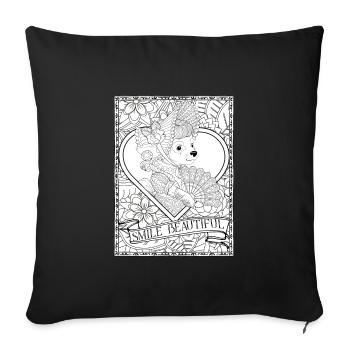 Smile Schöne süße Hund Vintage Fantasy Tier - Sofakissenbezug 45 x 45 cm - Schwarz - Vorne