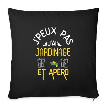 J Peux Pas J Ai Jardinage et Apéro - Housse de coussin décorative 45 x 45 cm - noir - Devant
