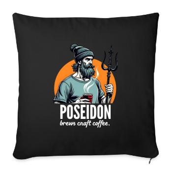 Poséidon prépare également du café artisanal ! - Housse de coussin décorative 45 x 45 cm - noir - Devant
