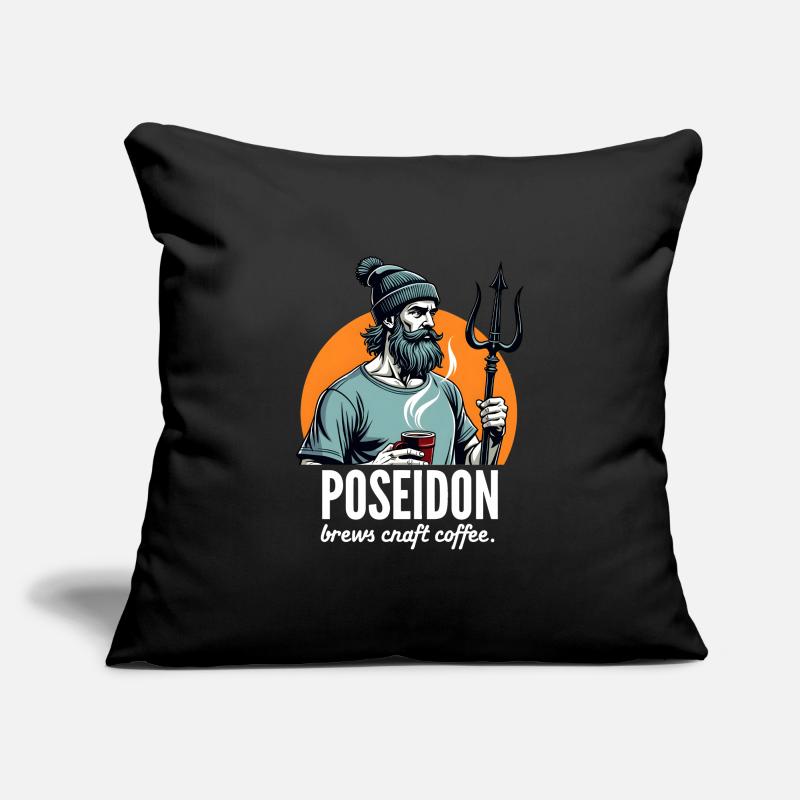 Poseidon also brews Craft Coffee! Sofa pillowcase 17,3'' x 17,3'' (45 x 45 cm)