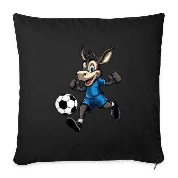 Football à âne (bleu) - Housse de coussin décorative 45 x 45 cm - noir - Devant