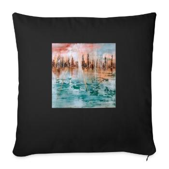 Cité futuriste sur l'eau - Housse de coussin décorative 45 x 45 cm - noir - Devant