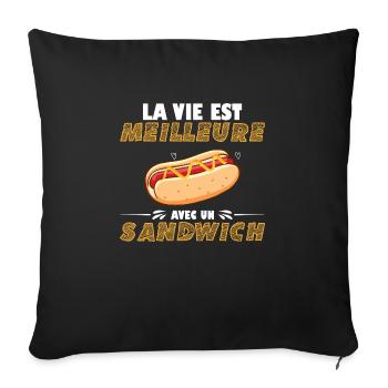 Humour sandwich - Housse de coussin décorative 45 x 45 cm - noir - Devant