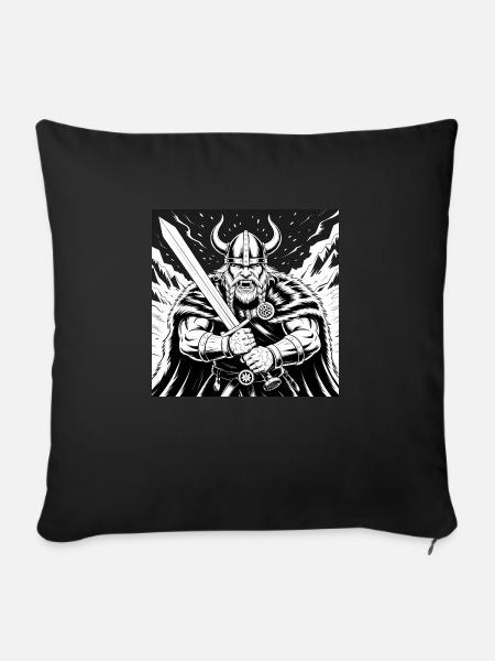 Mächtiger Wikinger-Krieger Version 3 - Sofakissenbezug 45 x 45 cm - Schwarz