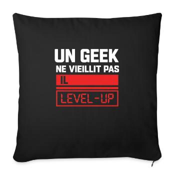 Ein Geek wird nicht alt, er steigt auf - Sofakissenbezug 45 x 45 cm - Schwarz - Vorne