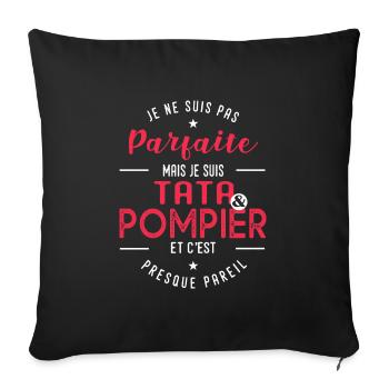 tata pompier cadeau humour femme sapeur pompier - Housse de coussin décorative 45 x 45 cm - noir - Devant