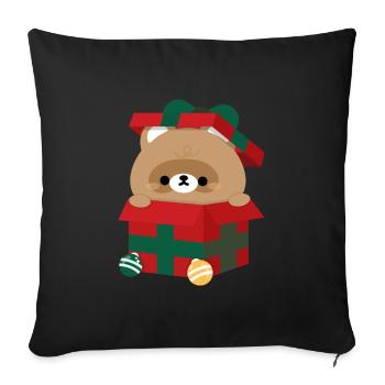 Beaver Christmas Present - Sofa pillowcase 17,3'' x 17,3'' (45 x 45 cm) - black - Front