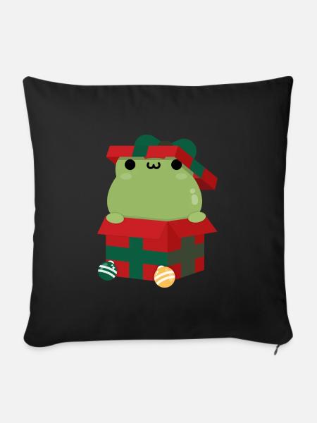 Frosch Weihnachtsgeschenk - Sofakissenbezug 45 x 45 cm - Schwarz