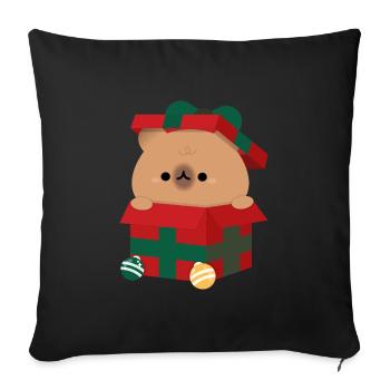 Cadeau de Noël Capybara - Housse de coussin décorative 45 x 45 cm - noir - Devant
