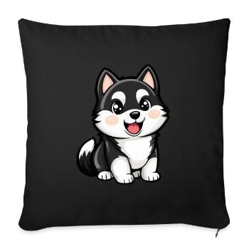 Husky Hund Niedlich - Sofakissenbezug 45 x 45 cm - Schwarz - Vorne