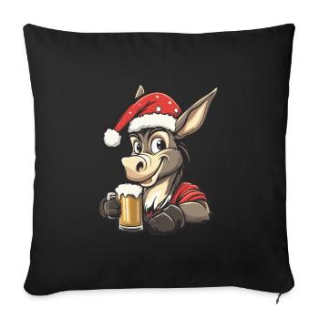Esel Weihnachten Bier Lustig - Sofakissenbezug 45 x 45 cm - Schwarz - Vorne