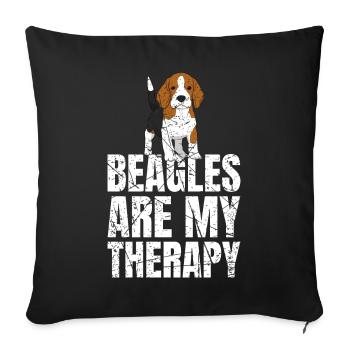 Beagles Are My Therapy Dogs - Sofa pillowcase 17,3'' x 17,3'' (45 x 45 cm) - black - Front