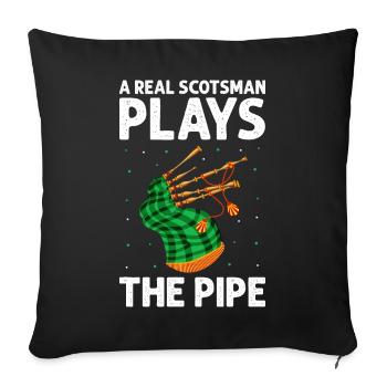 Scotsman Zitat für Dudelsackmusiker und Dudelsack - Sofakissenbezug 45 x 45 cm - Schwarz - Vorne